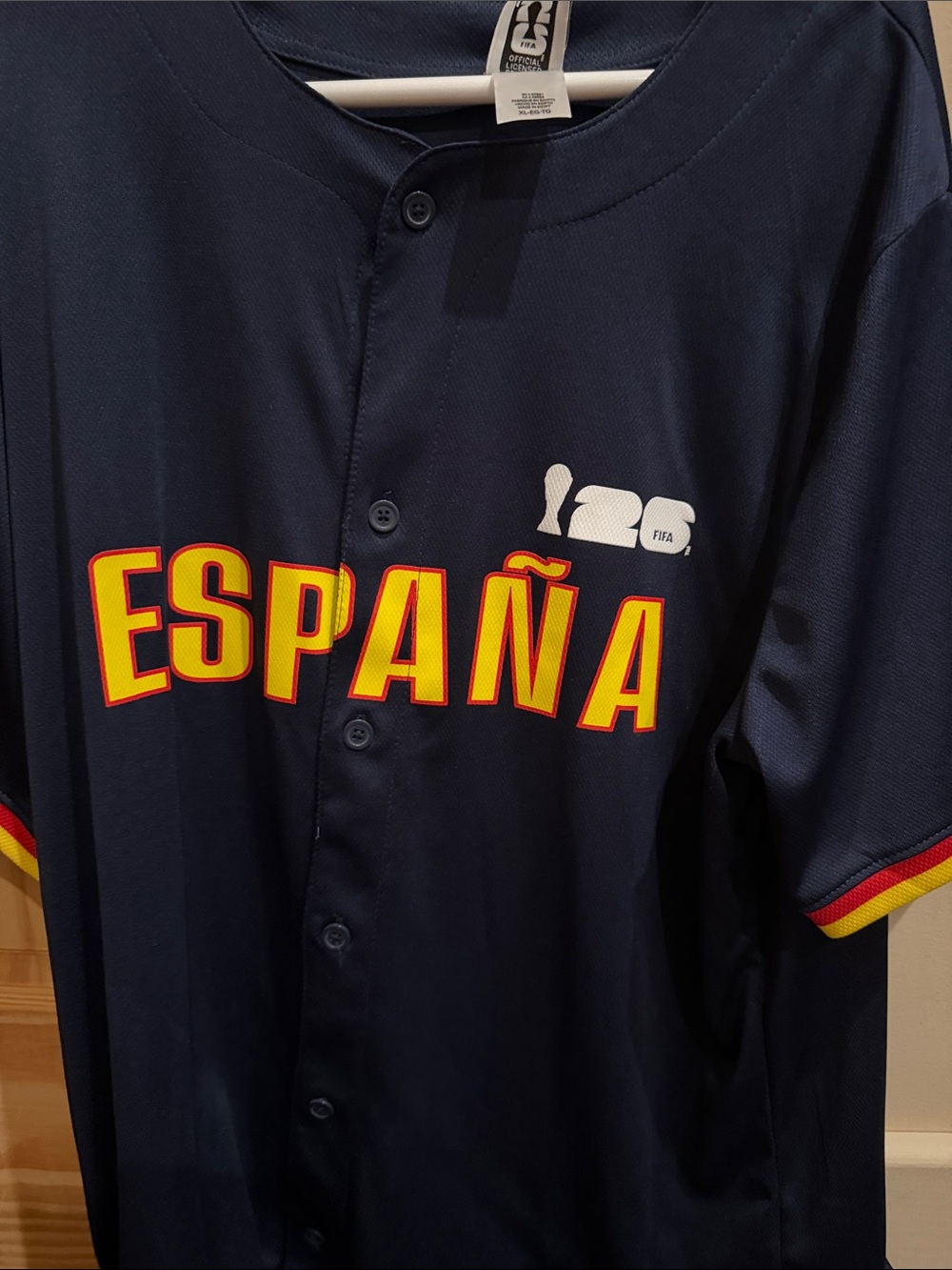Navy España Short-Sleeve Baseball Jersey by FIFA , World Cup jersey Spain
